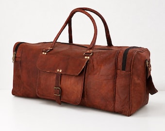24 Inch Full Grain Leather Duffel Bag, Leather Weekender Bag, Travel Bag, Gym Bag, Carry On Bag, Overnight Bag, Gift for Men