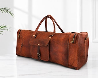32-Zoll-Reisetasche aus Vollnarbenleder, große Reisetasche, Wochenendtasche aus Leder, Sporttasche, Übernachtungstasche, Handgepäck – das perfekte Geschenk für Männer