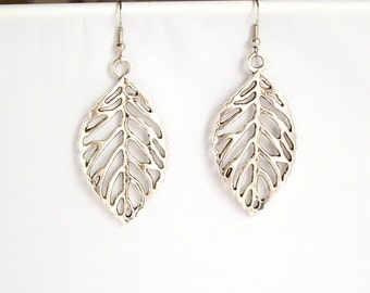 Tibetan Silver Leaf Earrings