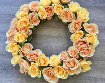 Yellow Rose Wreath, Summer Wreath, Front Door Decor, Mother’s Day, Spring Wreath