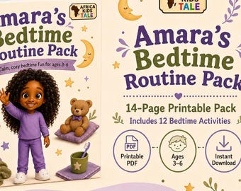 Bedtime Routine Printable for Kids Ages 3-6 | Amara Visual Schedule & Calm Activity Pack (Digital Download)