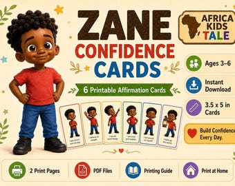 Printable Confidence Cards for Kids | Zane Affirmations | Ages 3–6
