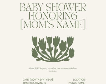 Boho Baby Shower Invitation Template, Editable Sage Green Terracotta Printable Baby Shower Invite, Gender Neutral, Instant Download, Canva