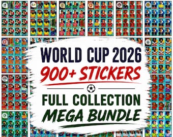 WM 2026 druckbare Aufkleber, 900+ Fußball-Aufkleber-Sammlung, 48 Team Fußball Aufkleber,FIFA WM 2026 Aufkleber