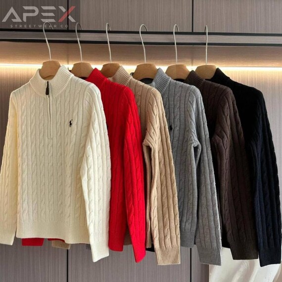 Polo Ralph Lauren Cable Knit Quarter Zip Sweater | Classic Preppy Cotton Pullover