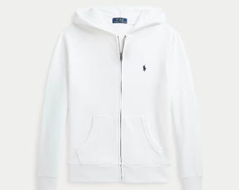 Moletom Polo Masculino com Capuz, Moletom de Tecido Atoalhado com Capuz, Moletom Casual de Manga Longa, Confortável para Uso Diário