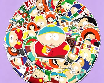 50pcs-South Park Inspired Stickers Pack, Funny Cartoon Vinyl Stickers for Laptop Water Bottle Journal Phone Case, Adult Humor Gift