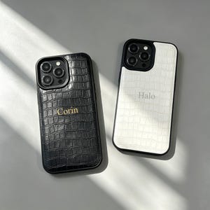 Custom Name Croc Print Leather iPhone Case, Shockproof Crocodile Pattern Protective Phone Case for iPhone