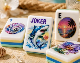 Strand Urlaub Amerikanisches Mahjong Set, 152 oder 160 Fliesen Küsten Mahjong Set, Ocean Breeze Acryl Mahjong Fliesen, Sommer Mahjong Geschenk für Sie
