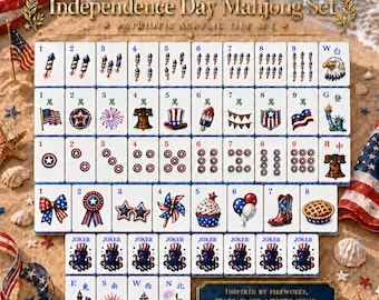 "Unabhängigkeitstag American Mah Jongg Set, 4.Juli Amerikanische Mahjong ""Acryl Tiles"", 152/160"