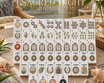 Sacred Light American Mahjong Set, Coastal Pastel Mahjong Tiles, Mint Green Mahjongg Set, 152 or 160 Tiles, Luxury Mahjong Gift