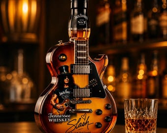 Decantador de whisky con forma de guitarra inspirado en Slash, botella de vidrio vacía para bourbon y whisky escocés, decoración de bar de rock and roll, regalo para guitarristas.