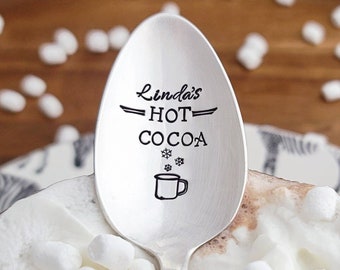 Custom Hot Cocoa Spoon | Hot Chocolate Lover | Personalized Hot Cocoa Spoon | Sustainable Gift Idea | Stamped Vintage Teaspoon