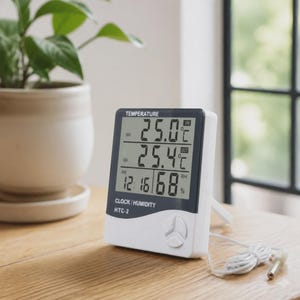 Digital Indoor Outdoor Thermometer Hygrometer Weather Station Clock for Wall & Desk