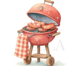 20 Classic Fathers Day Backyard Bbq Grill Master Clipart PNGs, Paper Craft, Junk Journal, Printable Watercolor, High-Quality PNGs