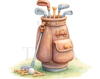 20 Classic Fathers Day Golf Club And Ball Clipart Bundle PNGs, High-Quality PNGs, Paper Craft, Junk Journal, Printable Watercolor