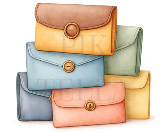 Modern Stack Of Colorful Shipping Envelopes Mailers Art Clipart, High-Quality PNGs, Paper Craft, Junk Journal, Printable Watercolor