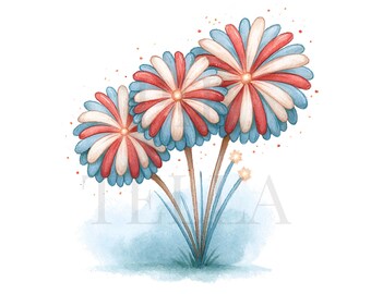 Fourth Of July Glowing Fireworks And Sparklers Clipart Bundle Set, High-Quality PNGs, Junk Journal, Paper Craft, Printable Watercolor