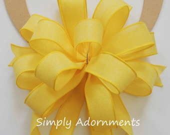 Yellow bow,  Deployment bow, Support Our Troops Bow, Yellow Patriotic wreath bow, Yellow Support bow, Patriotic bow, Deployment Door Bow