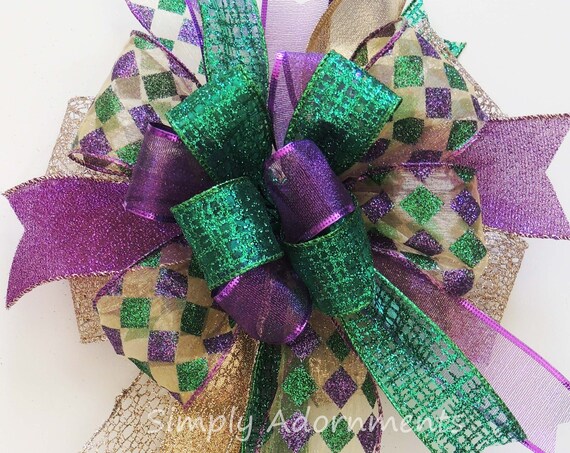 Wedding Bow Swag Bow Wreath Bows Mardi Gras Large Gift Bow Tree Topper