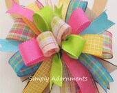 Multicolored Easter Bow, Spring Plaid bow, Spring Lantern bow, Spring Door bow, Spring Wreath Embellishment, Sign door bow, Spring gift bow Il_170x135