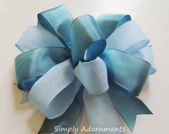 Light and Teal Blue Bow, Teal blue Wedding Bow, Teal Blue Wedding sign bow, Teal Blue Wedding Decoration, Porch sign Bow, Door Bow, gift bow