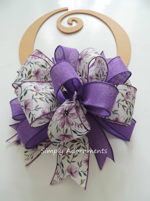 Purple Floral Bow ONLY, Purple Door Bow, Purple Spring Wreath bow, Purple sign Bow, Purple Floral Door Bow, Gift bow Purple themed party bow