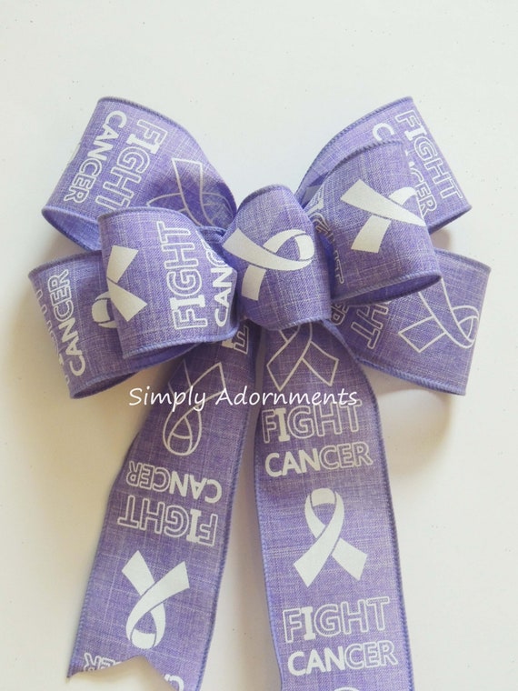 Purple Cancer Awareness Wreath Bows Fight Cancer Bow, Cancer Awareness Bow, Purple Fight cancer Ribbon Door Bow,  Purple cancer ribbon bow