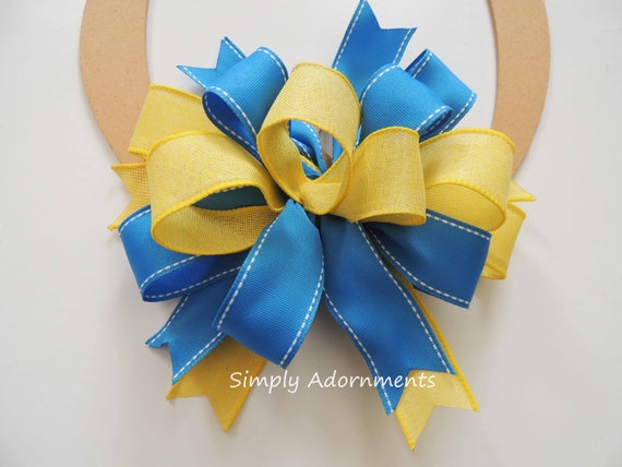 Blue Yellow Bow, Support Ukraine bow, Ukraine wreath bow, Yellow Blue Wreath Bow, Yellow Blue door Bow, Lantern bow, Porch sign bow