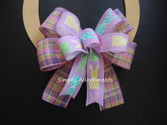 Lavender Easter Bunny Bow, Purple Easter Bunny Wreath bow, Lantern Bow Lavender Easter Door Bow, Easter Bunny sign door bow, Gift Basket Bow