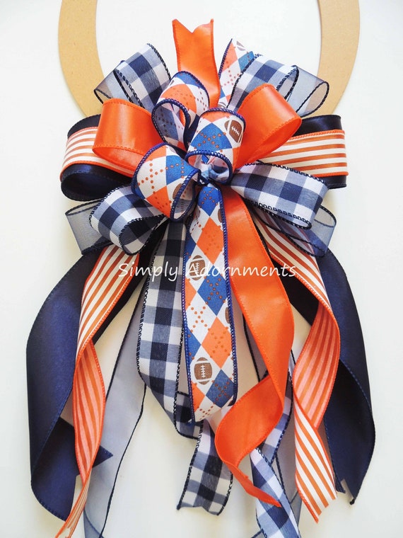 Auburn University Bow, Navy Orange Auburn Decoration, Auburn Team spririt Door Bow, Navy orange Football Door bow, Door sign Bow, Wreath bow