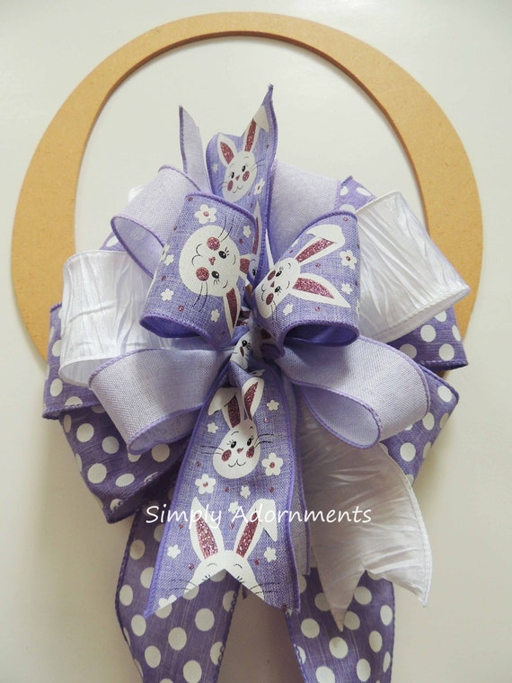 Purple Easter Bunny Bow, Purple Easter Rabbit Bow, Easter Lantern swag bow, Easter Door bow Purple, Easter Basket Gift Bow, Easter Bunny Bow