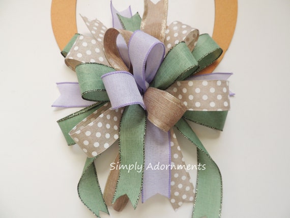 Beige Purple green Bow, Mint lavender tan Wreath Bow, Everyday Farmhouse Bow, Farmhouse Wreath Bow, Everyday Farmhouse door bow, Lantern bow