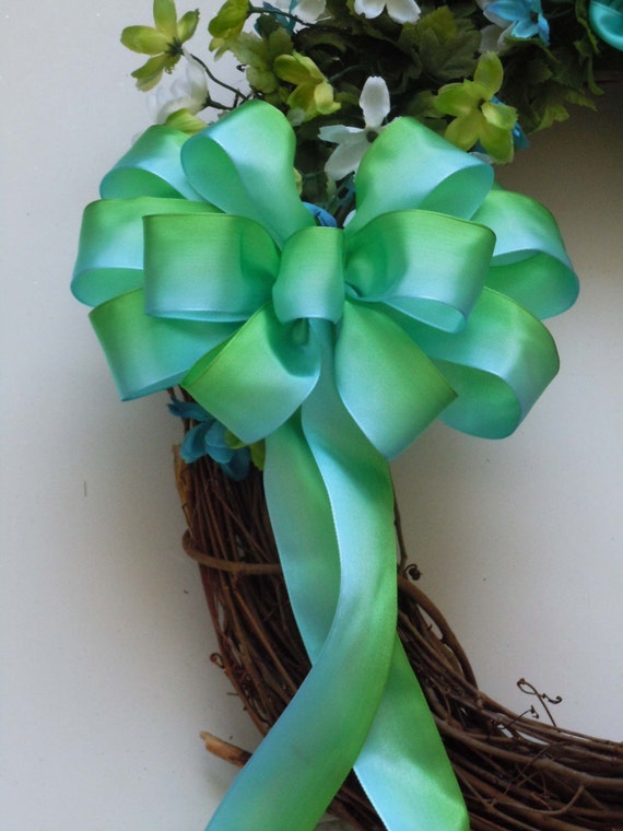 Ombre Green Bow, Ombre Spring Wreath Bow, Ombre Wedding Pew Bow, Ombre Summer Lantern bow, Shower Bow, Birthday Party Decor Bow, Gift Bow