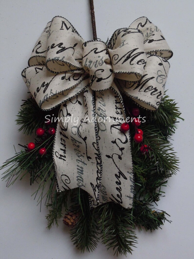 Rustic Burlap Christmas Bow Christmas Holidays Script Burlap - Etsy