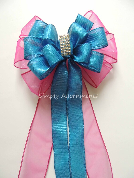 Pink Teal Church Wedding Bow Turquoise Pink Church Aisle Pew Etsy