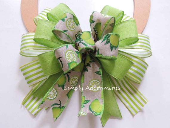 Spring Green Bow, Lime Wreath Bow, Lime Lantern Bow, Citrus Door Bow, Citrus Wreath Bow, handmade gift Bow, Citrus Birthday Bow,  Sign bow