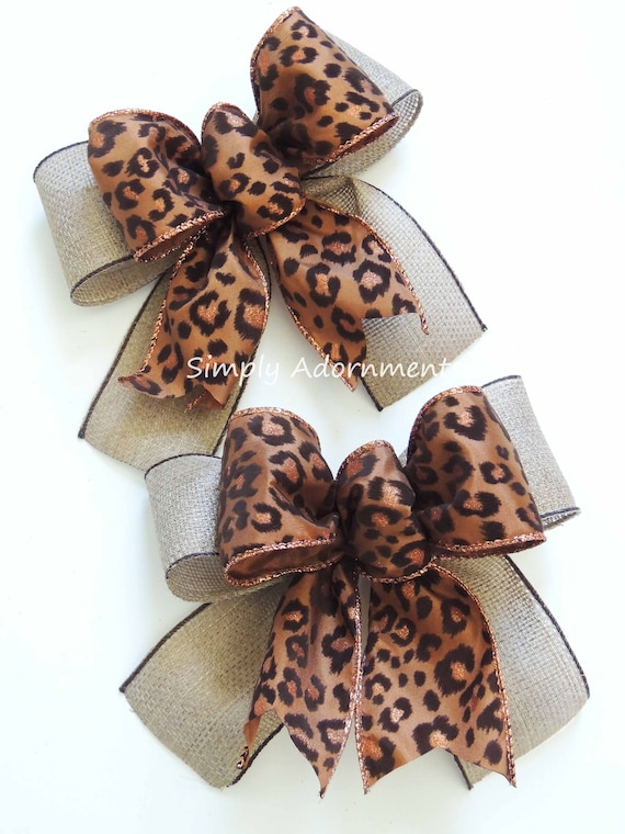 2 Leopard Christmas Bows, Ornament Christmas Leopard Bows, Leopard Gift Bows, Christmas Door bows, Leopard tree bows, Leopard sign bows