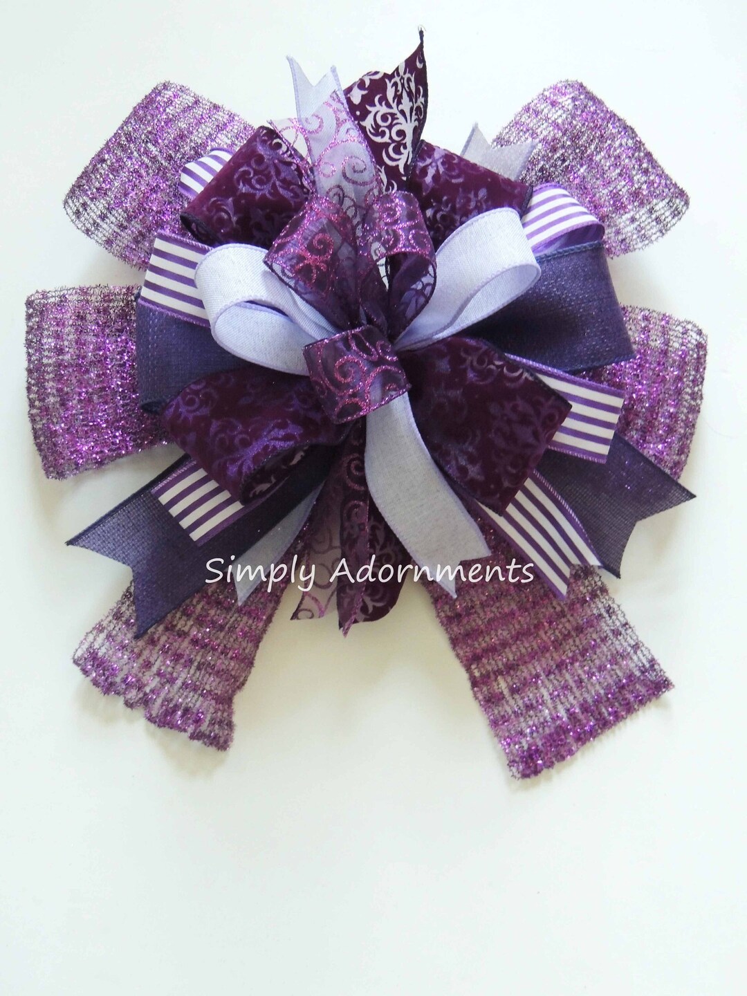 Large Purple Bow Purple Tree Topper Bow Purple Door Bow Etsy