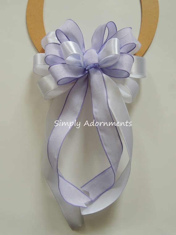 Lanvender White Bow, Purple Baby shower Bow, Purple Birthday bow, Lavender baby shower Bow, Shower door bow, Easter gift bow Shower gift bow