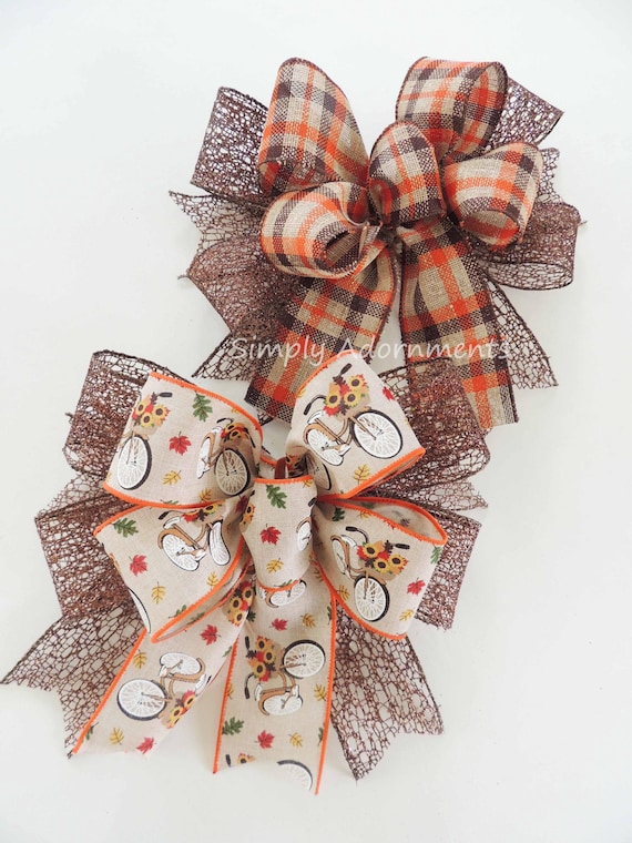 Fall leaves Bow, Thanksgiving Door bow, Fall Wreath Bow, Fall leaves Door bow, Autumn Leaves Bow, Fall Home Decor, Thanksgiving Lantern Bow