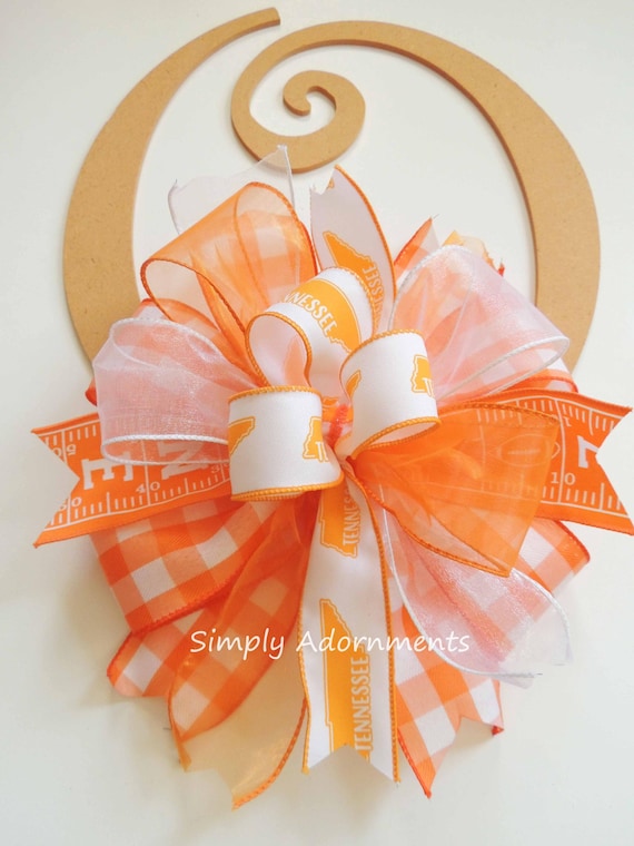 Tennessee Football Bow, University of Tennessee Football Bow, UT Orange and White Bow,  Orange Tennessee Football Bow, UT Football Door bow