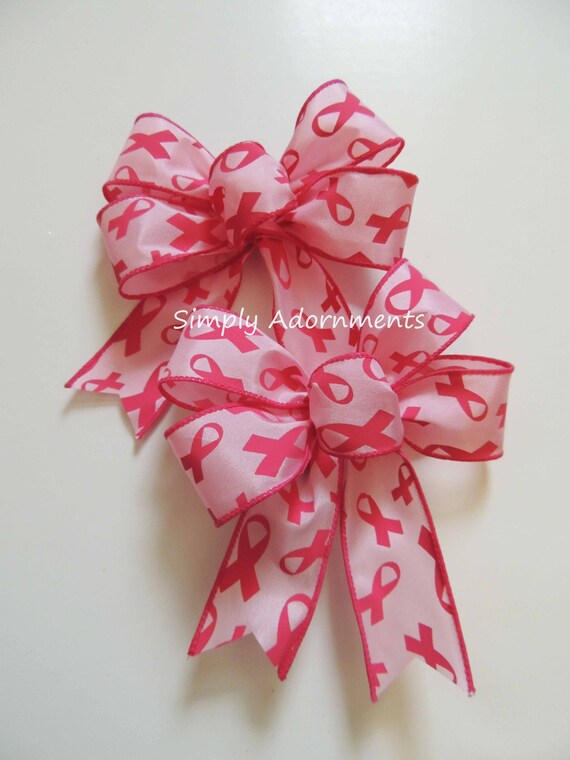 Two(2)Pink Awareness Wreath Bows, Breast Cancer Awareness Bows, Cancer