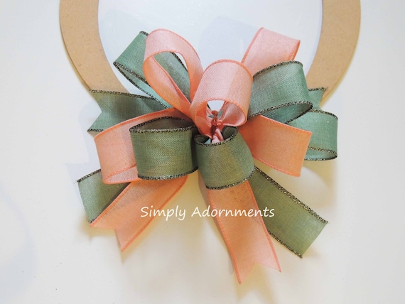 Coral Mint Bow, Coral Eggplant Bow, Orange Green Bow, Coral Mint Wedding, Coral Mint Wreath bow,  Porch sign Bow, Door Bow, gift bow