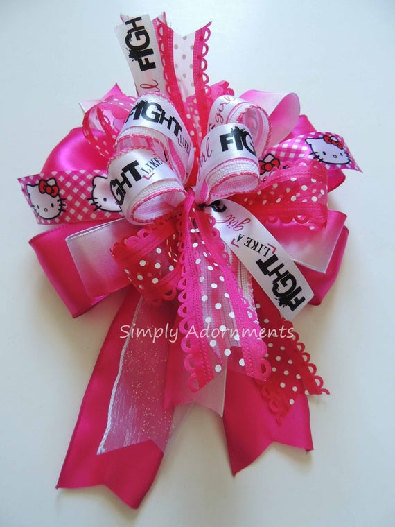 Think pink Support Awareness Bow, Pink Awareness wreath Bows, October Pink Ribbon Bow Pink Bow support Awareness Breast cancer Wreath Bow Il_570xn