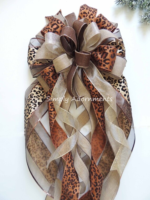 XXL Leopard Christmas Bow, Leopard Christmas Tree Topper Bow, Animal Print Christmas Tree Bow, Leopard Wreath bow, Leopard Themed Decoration