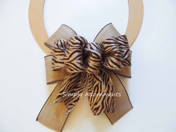 Animal print Bow, Faux Burlap animal prints Wreath bow, Monogram animal Bow, Porch sign bow, Front door hanger Bow, Welcome sign BOW ONLY