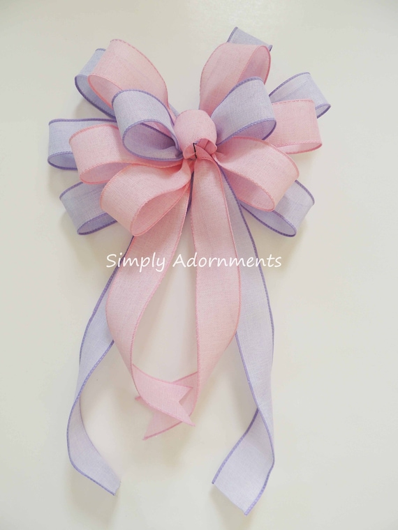 Pink Lanvender Bow, Purple Pink Baby shower Bow, Pink Purple Birthday bow, Lavender pink baby shower Decor, Baby Shower Gift bow, Door bow