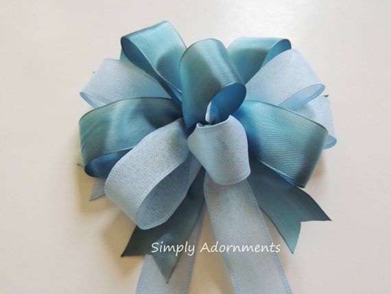 Light and Teal Blue Bow, Teal blue Wedding Bow, Teal Blue Wedding sign bow, Teal Blue Wedding Decoration, Porch sign Bow, Door Bow, gift bow