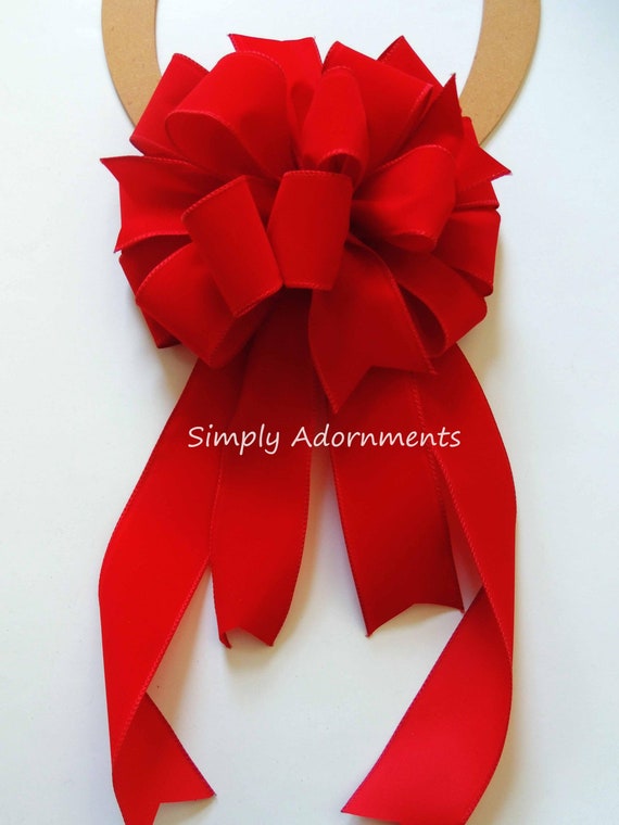 Red Velvet Christmas bow, Red Velvet Tree Topper Bow, Red Christmas Wreath Bows, Red Christmas Tree Bow, Red Tree Topper Bow Red Mailbox Bow
